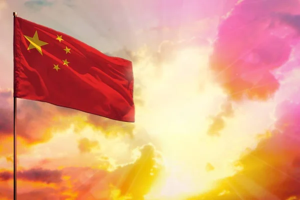 Třepetání Čína Vlajka Levém Horním Rohu Maketa Místem Pro Vaše — Stock fotografie