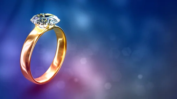 Cincin Pernikahan Dengan Berlian Latar Festival Dengan Ruang Kosong Render Stok Foto Bebas Royalti