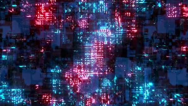 Blue Lighting Futuristic Cyber Punk Digital Tech Backdrop — Vídeo de stock
