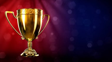 Yumuşak odaklı altın kupa kadehi - soyut üç boyutlu illüstrasyon