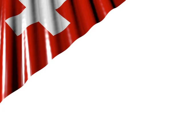 Cute Glossy Flag Switzerland Large Folds Lie Left Top Corner — Stock Photo, Image