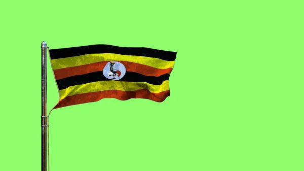 Waving Flag Uganda Any Holiday Chroma Key Screen Isolated Object — Fotografia de Stock