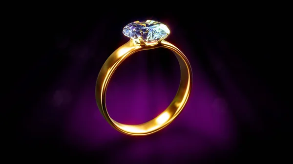Goldish Wedding Ring Gem Dark Festival Backdrop Object Illustration — Fotografia de Stock