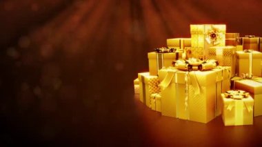 Altın hediye kutusu yığını Noel için bedava