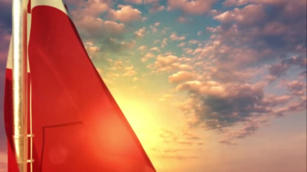 Bandera Está Colgando Cielo Del Atardecer Para Día Conmemorativo Enfoque — Vídeo de stock