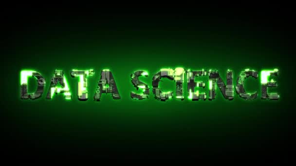 Data Science Shining Dark Green Cyber Text Black Isolated Loop — Stock Video