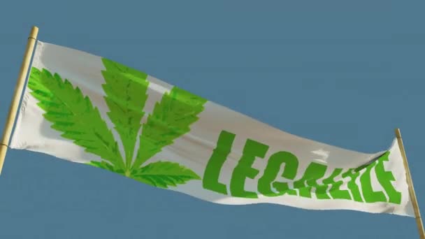 Legaliseren Transparante Banner Blauwe Lucht Achtergrond Geïsoleerd — Stockvideo