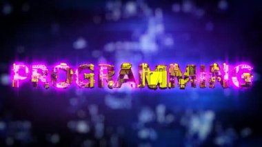 Pembe ışık programlama - siber punk tarzında sarı neon metin