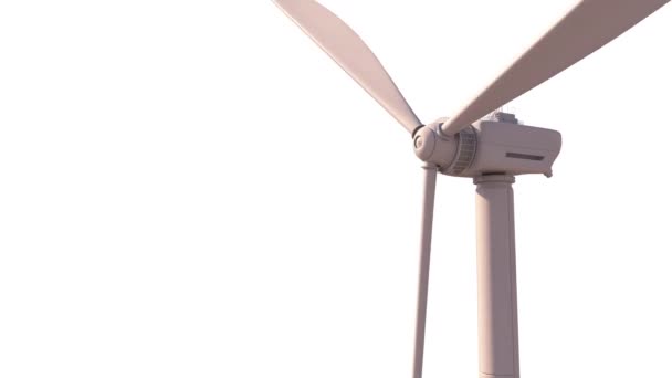 Moderne Hightech Ecologische Windmolen Witte Achtergrond Geïsoleerd — Stockvideo