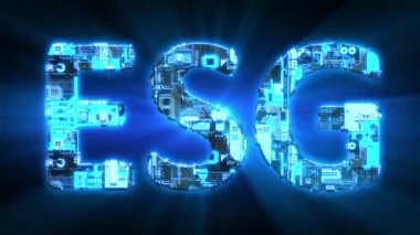 ESG mavi dijital siber metin yakıyor, izole edilmiş - döngü videosu