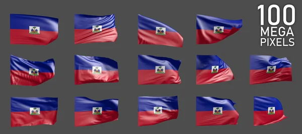 Molte Immagini Diverse Della Bandiera Haitiana Isolate Sfondo Grigio Illustrazione — Foto Stock