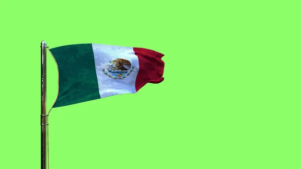 Ondeando Bandera México Para Celebración Nacional Pantalla Verde Aislado Ilustración —  Fotos de Stock