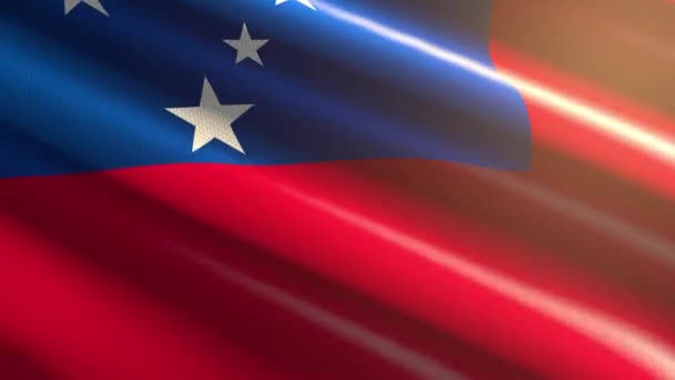 Samoa Glanzende Vlag Loop Animatie — Stockvideo