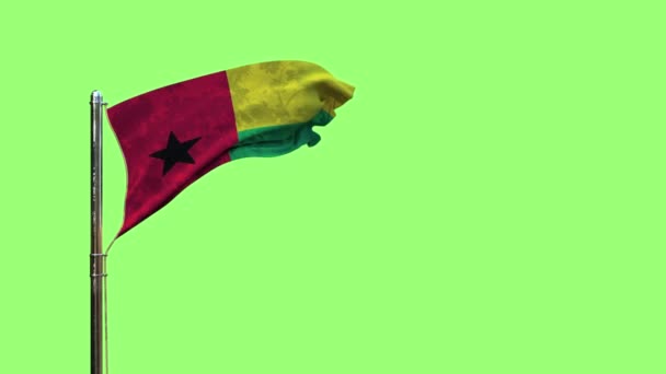 Zwaaiende Vlag Van Guinee Voor Veteranen Dag Groen Scherm Geïsoleerd — Stockvideo