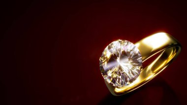 Boş uzayı olan koyu renkli bg üzerinde elmas alyans - soyut 3D görüntüleme