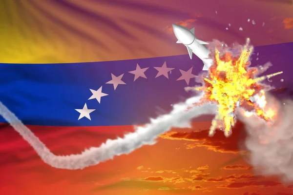 Venezuela Intercepted Supersonic Missile Modern Antirocket Destroys Enemy Missile Concept — Foto de Stock