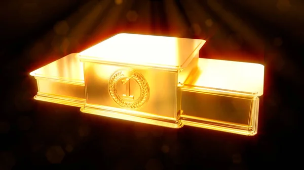 Goldmetall Siegerpodest Auf Dunklem Hintergrund Isoliert Objekt Illustration — Stockfoto