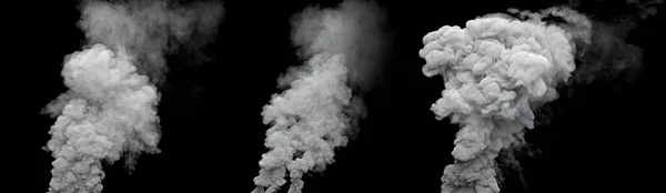 White Co2 Emissions Smoke Columns Coal Power Plant Black Isolated — Fotografia de Stock