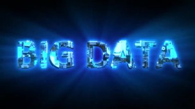 Büyük Veri mavi dijital siber metin yakıyor, izole edilmiş - döngü videosu