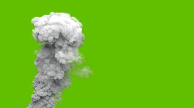 Gri karbondioksit duman sütunu elektrik santrali veya fabrika krom anahtar ekranda, izole - endüstriyel 3D görüntüleme