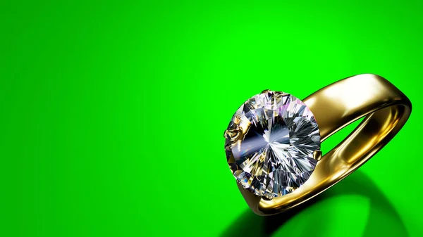 Diamond Engagement Ring Chroma Key Screen Free Space Left Isolated — 스톡 사진