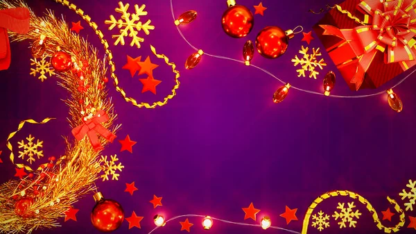 Xmas Holiday Backdrop Decorations Purple Abstract Rendering — Stockfoto