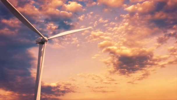 Ecologic High Tech Windmill Sunrise Sky — Vídeo de stock