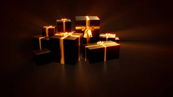 Black Friday Giveaway Backdrop Many Present Boxes Abstract Rendering — 图库照片