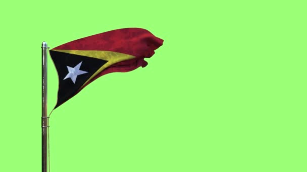 Ondeando Bandera Timor Oriental Para Cualquier Fiesta Pantalla Verde Aislado — Vídeos de Stock