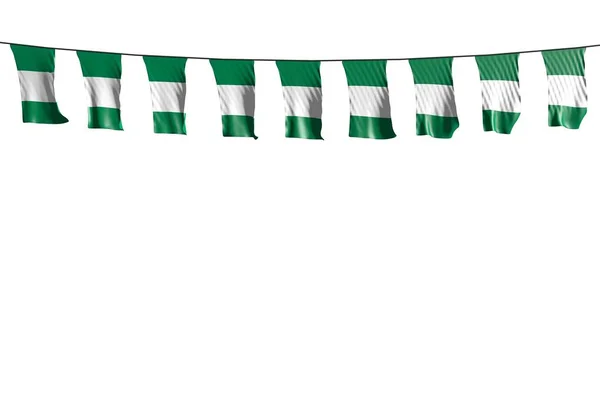 Cute Many Nigeria Flags Banners Hanging String Isolated White Any — стоковое фото