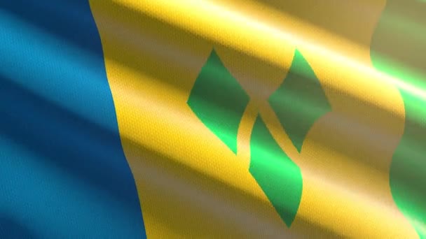 Saint Vincent Grenadines Shiny Flag Loop Animation — Stock videók