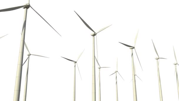Modern Tech Ecologic Wind Generators White Backdrop Isolated — Video