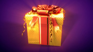 shining beautified gold and red present - abstract 3D illustration