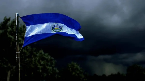 Salvador Flag National Celebration Dark Storm Cumulus Abstract Rendering — Stock fotografie