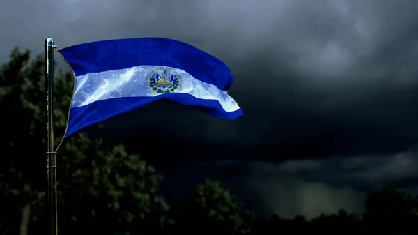 Salvador Flag National Celebration Dark Storm Cumulus Abstract Rendering — 스톡 사진