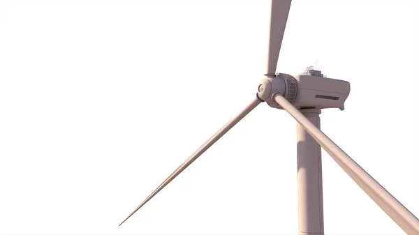 白色背景的现代生态式风力发电机组 孤立的 虚构的 工业三维插图 — 图库照片