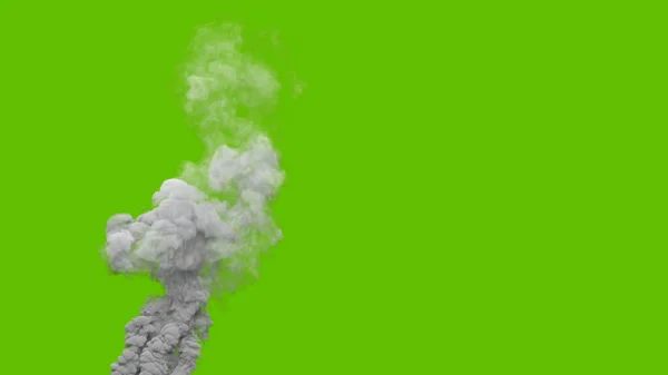 Coluna Fumaça Cinza Poluir Vulcão Tela Verde Isolado Renderização Industrial — Fotografia de Stock