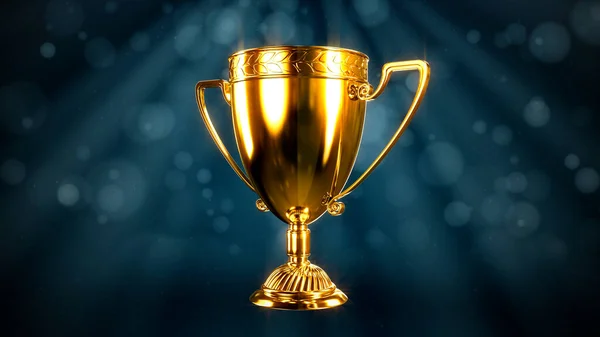 Золотий Призовий Кубок Фоні Боке Абстрактне Рендеринга — стокове фото