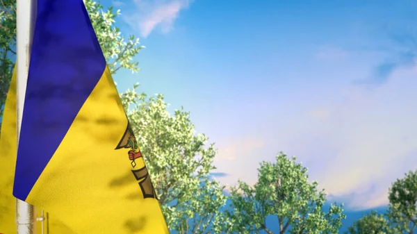 Moldova Lóg Zászló Fák Himnusz Nap Tárgy Renderelés — Stock Fotó
