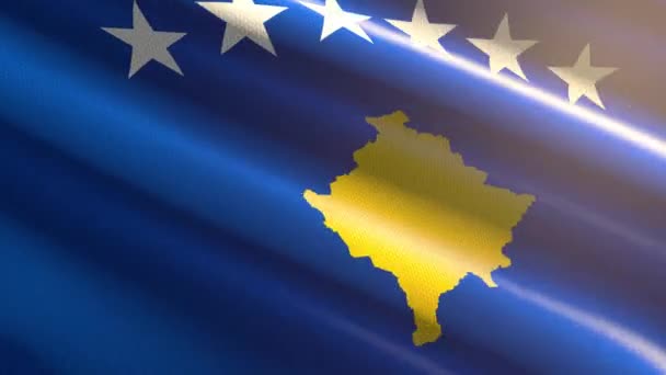 Блестящий Флаг Косово Анимация Цикла — стоковое видео