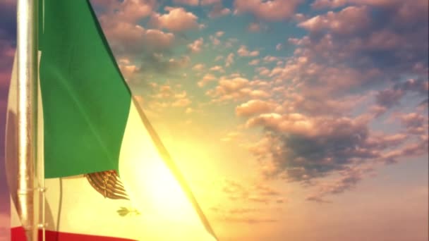 Bayrak Resmi Tatil Için Gün Batımında Gökyüzünde Asılı Bokeh — Stok video