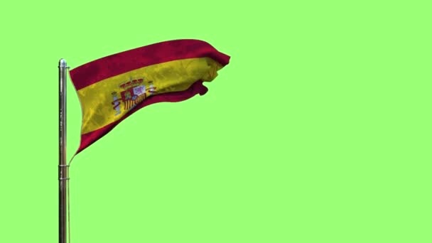 Mávání Vlajkou Španělska Pro Státní Svátky Obrazovce Klíčem Chroma Izolované — Stock video