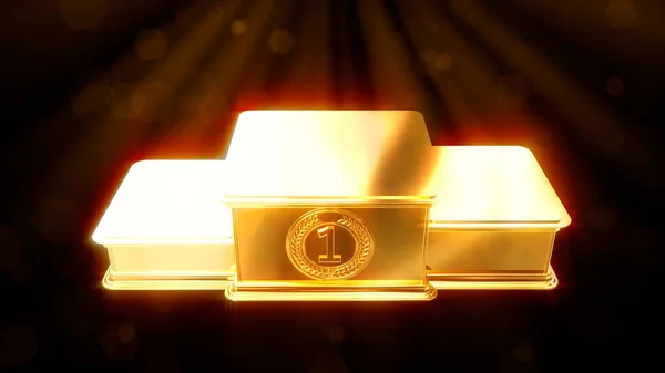 Zlatý Kov Vítězové Pódium Tmavém Pozadí Izolované Objekt Ilustrace — Stock fotografie