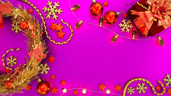 Christmas Holiday Backdrop Decorations Pink Abstract Rendering — Stockfoto