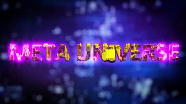 Meta Evren pembe parlıyor - siber punk tarzında sarı neon metin