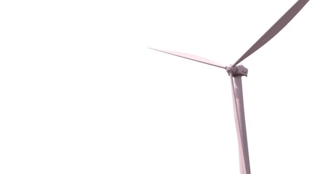 Moderno Gerador Turbina Eólica Ecológica Alta Tecnologia Fundo Branco Isolado — Vídeo de Stock