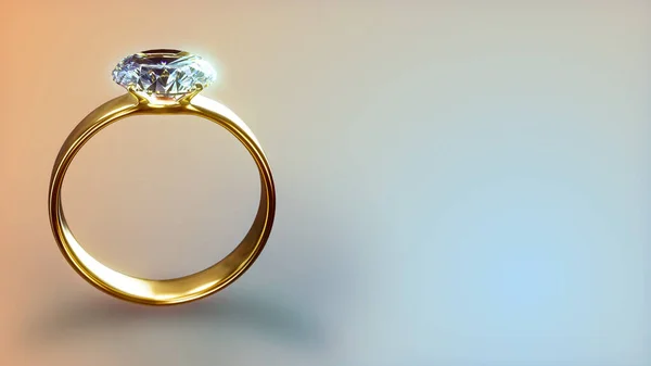 空の空間を持つ祭りの背景にダイヤモンドの婚約指輪 抽象的な3Dイラスト — ストック写真