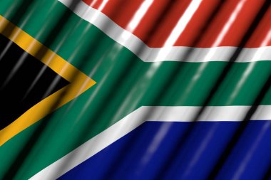 Güzel parlayan - Güney Afrika 'nın plastik bayrağı gibi görünen büyük kıvrımlı - herhangi bir bayrak 3d illüstrasyon