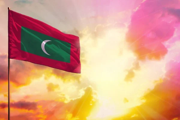 Размещение Флага Мальдив Левом Верхнем Углу Макета Местом Вашей Информации — стоковое фото