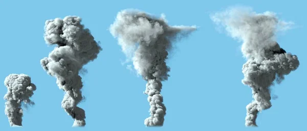 Vykreslování Pevného Šedého Sloupce Kouře Sopky Nebo Obrovského Průmyslového Výbuchu — Stock fotografie